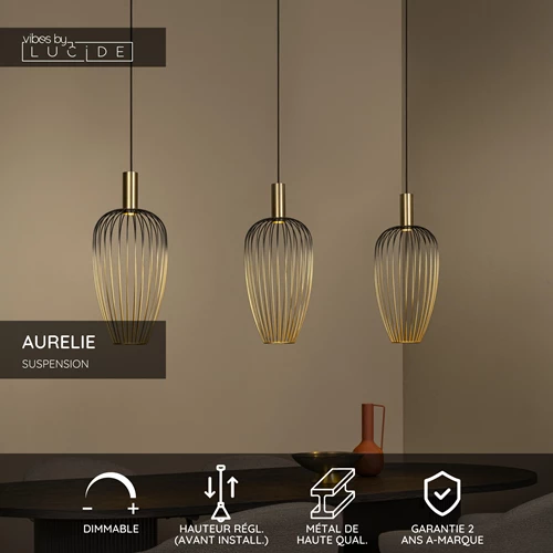 Lucide AURELIE - Suspension - 3xGU10 (MR11) - Or | Vibes - USP